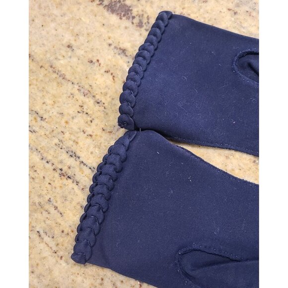 New! Vintage Size M/L 7.5 Blue Cotton Stretch Formal 9.5" Gloves Braided Cuff - Picture 9 of 16